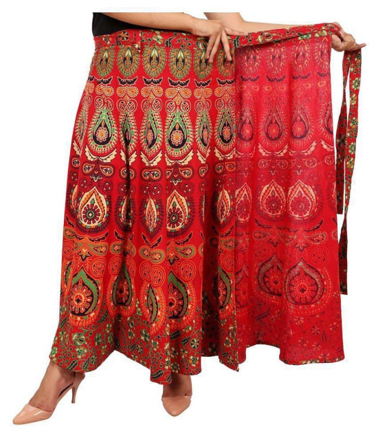 Rangun Cotton A-Line Skirt - Red - 37-41