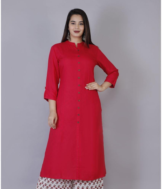 Doriya Pink Rayon A-line Kurti - Single - None