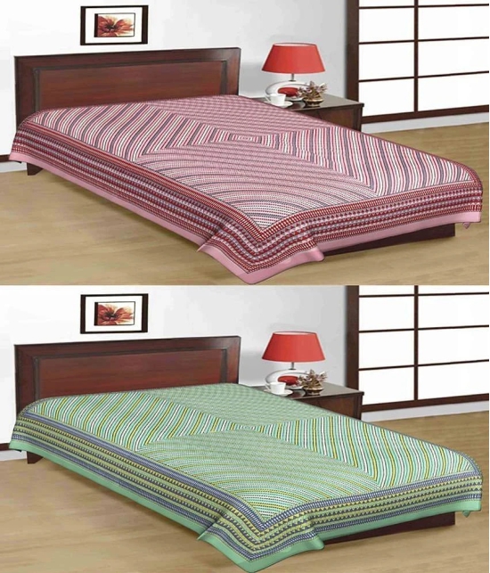 UniqChoice 100% Cotton Jaipuri & Sanganeri Tradititional 2 Single Bed Sheet Combo