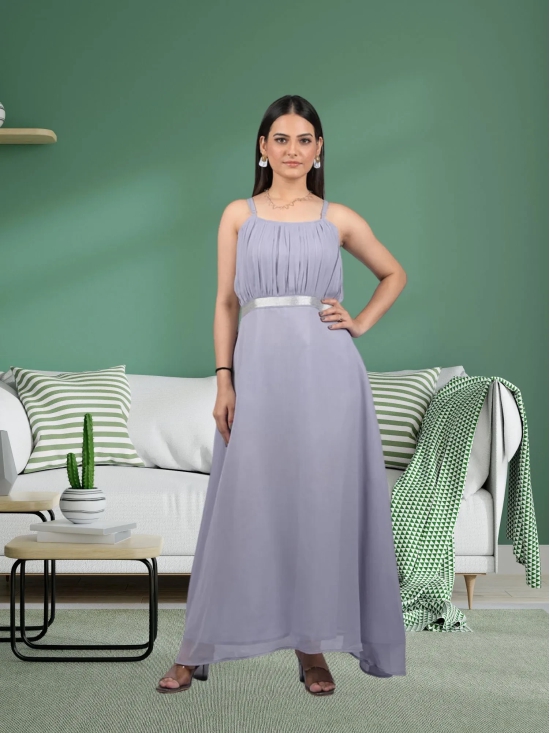 Long dress for women western wear and party wear sleeve less dress Princess Gown For Party Wear (OTL-GWN-1001)-Grey / XL