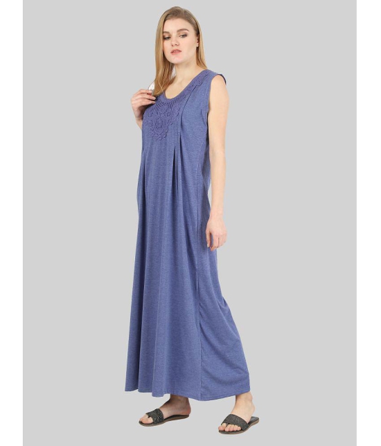 Affair - Blue Cotton Blend Womens Nightwear Nighty & Night Gowns ( Pack of 1 ) - None