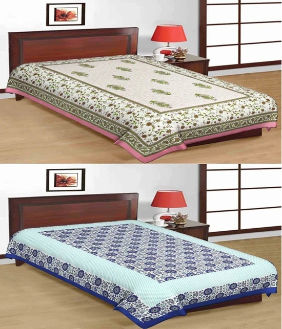 UniqChoice 100% Cotton Jaipuri & Sanganeri Tradititional 2 Single Bed Sheet Combo