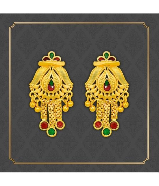 LUV FASHION Golden Jhumki Earrings ( Pack of 1 ) - Golden