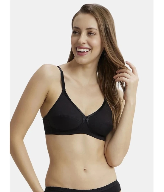 Jockey 1242 Wirefree Non Padded Super Combed Cotton Elastane Cross Over Everyday Bra - Black - None