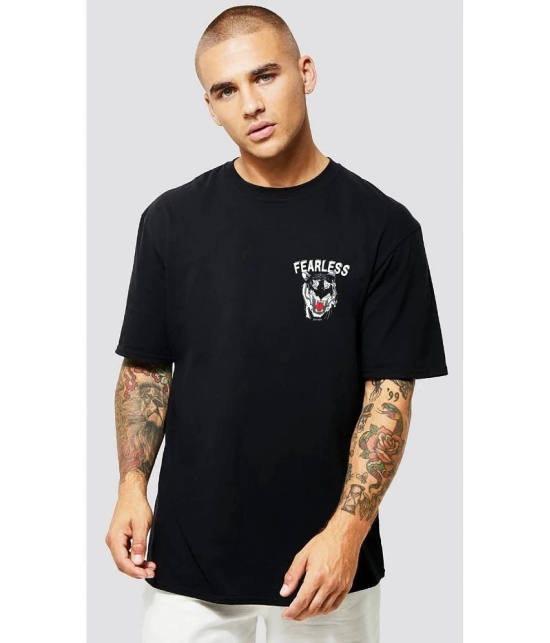 Leotude Cotton Blend Oversized Fit Printed Half Sleeves Mens T-Shirt - Black ( Pack of 2 ) - None