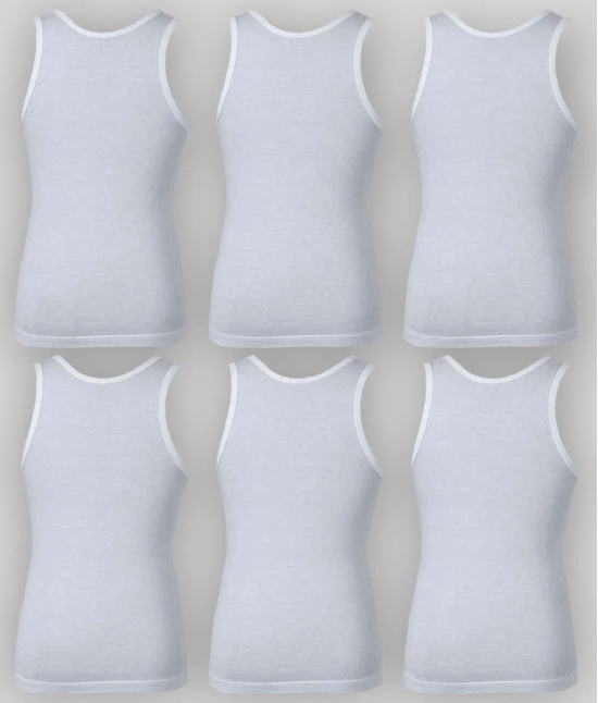 Bodycare - White Cotton Printed Boys Vest ( Pack of 6 ) - 12-14 Y