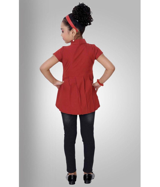 Arshia Fashions - Red Denim Girls Tunic With Jeans ( Pack of 1 ) - None