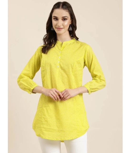 Showoff Cotton Blend Solid A-Line Womens Kurti - Lime Green ( Pack of 1 ) - None