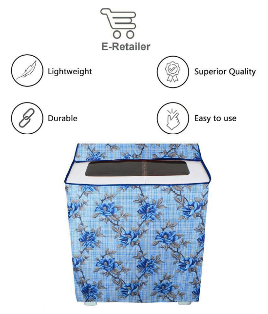 E-Retailer Single Polyester Blue Washing Machine Cover for Universal Semi-Automatic - Blue