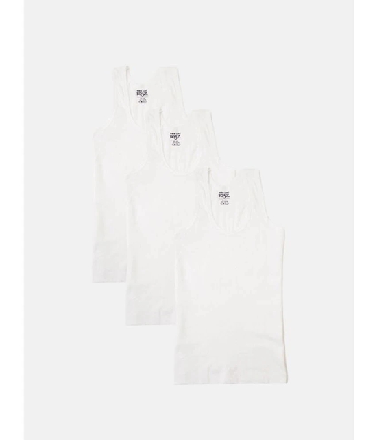 Lux Cozi - White Cotton Solid Boys Vest ( Pack of 3 ) - None