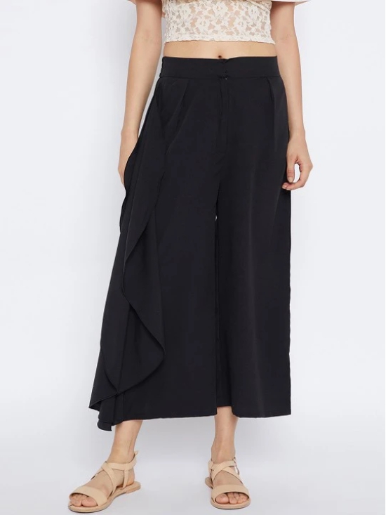 Women Black Relaxed Loose Fit Solid Culottes