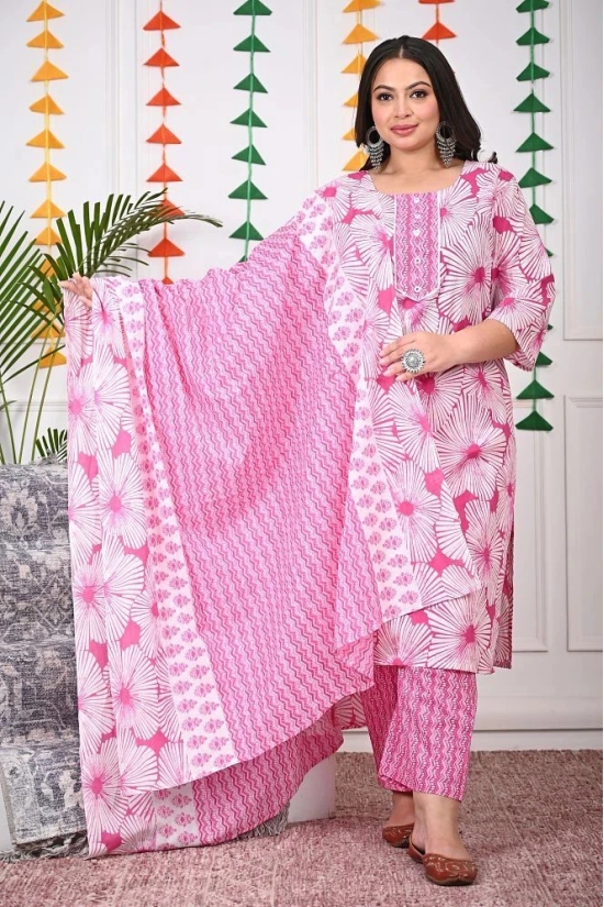 Swasti Cotton Printed Straight Womens Kurti - Pink ( Pack of 1 ) - None