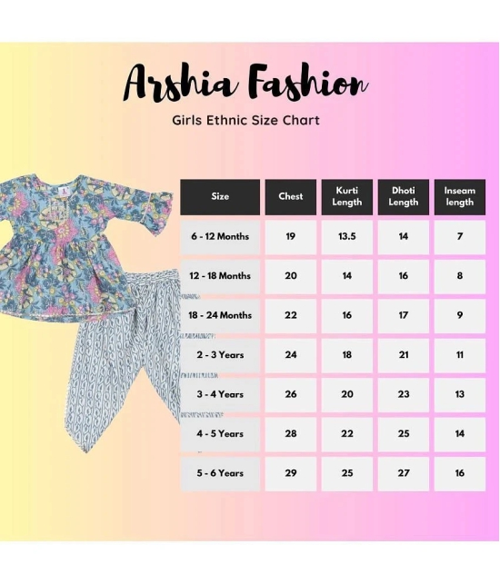 Arshia Fashions Baby Girls Jaipuri Print Frock Style Kurti with Frill Sleeves and Dhoti Style Salwar Ethnic Dress - None