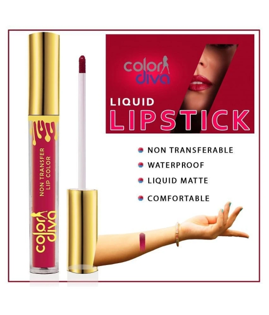 COLOR DIVA Non Transfer Matte Liquid Lipstick, Burgundy, 6ml