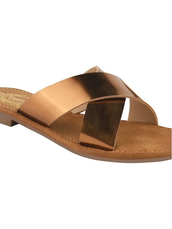 Shoetopia Bronze Womens Flats - None