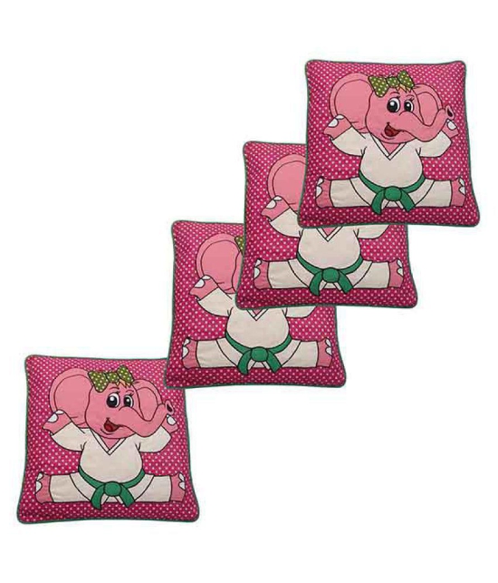 Hugs'n'Rugs Pink Cotton Cushion Covers - Set Of 4