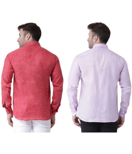 KLOSET By RIAG 100% Cotton Regular Fit Self Design Full Sleeves Men's Casual Shirt - Lavender ( Pack of 2 ) - None