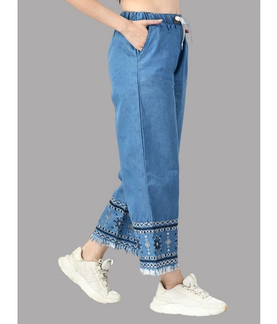 DKGF Fashion - Light Blue Denim Wide Leg Womens Jeans ( Pack of 1 ) - None