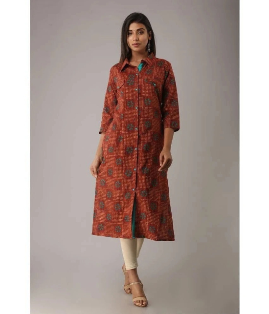 MAUKA - Green Cotton Womens Shirt Style Kurti ( Pack of 1 ) - None