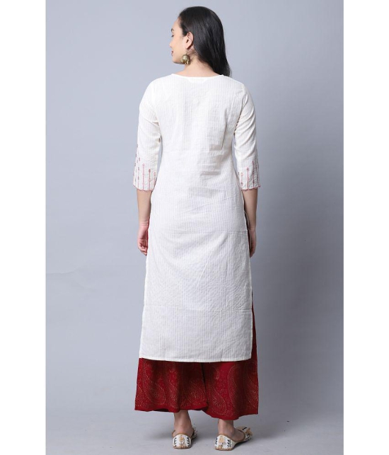 Rajnandini - White 100% Cotton Women's Straight Kurti ( Pack of 1 ) - None