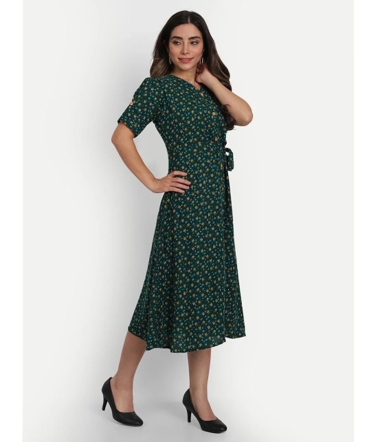 gufrina Cotton Blend Printed Midi Womens Fit & Flare Dress - Green ( Pack of 1 ) - None