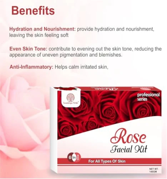 Soundarya Herbs Rose Facial Kit with Natural Rose Extracts for Radiant & Glowing Skin