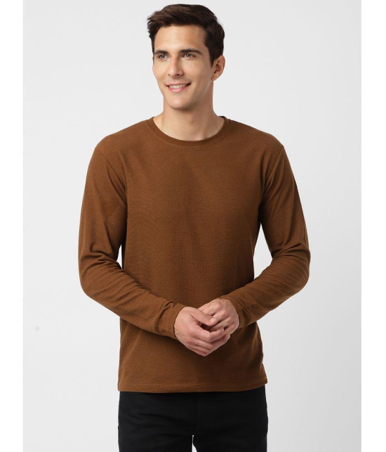 UrbanMark Cotton Blend Regular Fit Solid Full Sleeves Mens T-Shirt - Brown ( Pack of 1 ) - None