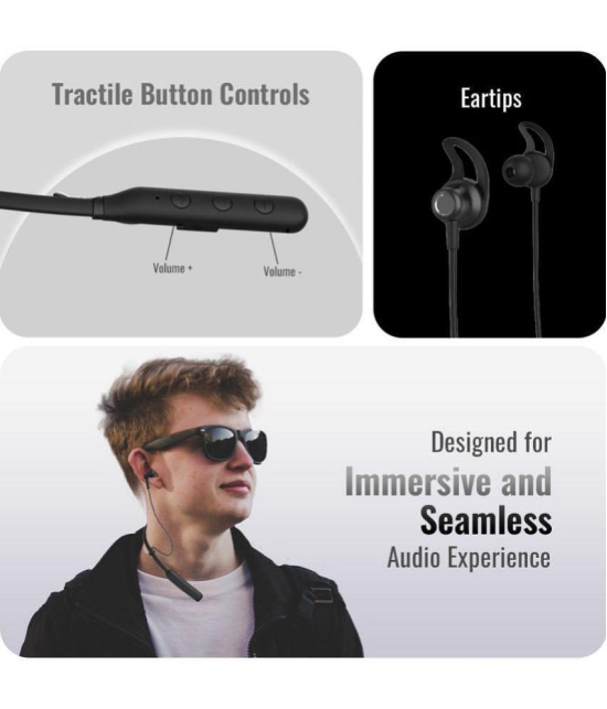 Tecsox Pulse 300 In-the-ear Bluetooth Headset with Upto 30h Talktime Deep Bass - Black - Black