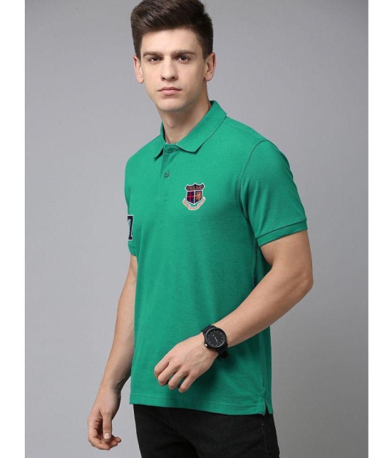 ADORATE Cotton Blend Regular Fit Embroidered Half Sleeves Mens Polo T Shirt - Green ( Pack of 1 ) - None