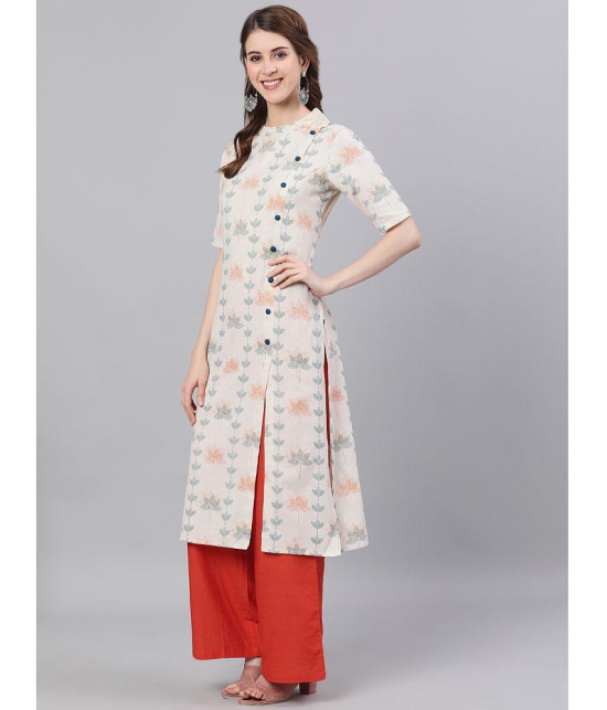 Antaran Cotton Printed Straight Womens Kurti - White ( Pack of 1 ) - None