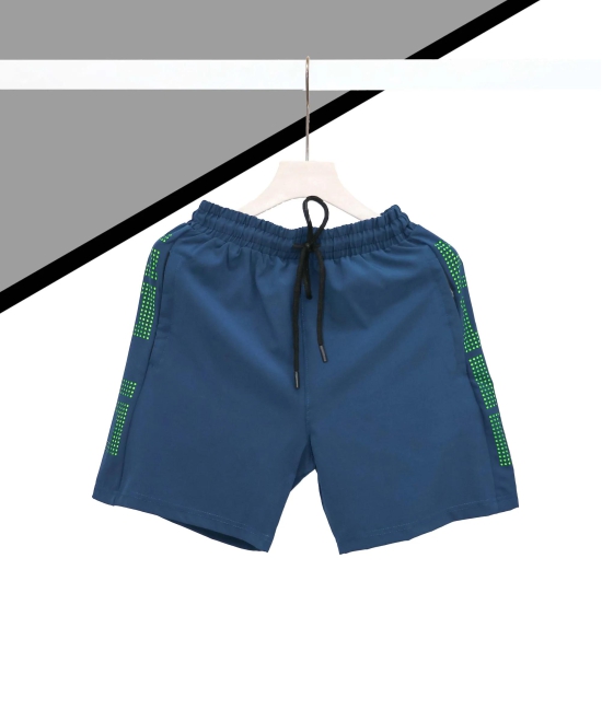 Mens Solid Blue Regular Fit Shorts-L