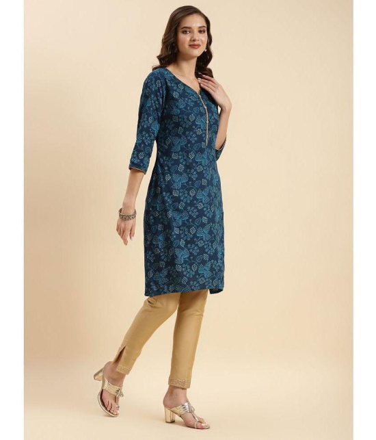 Rangita Rayon Printed Straight Womens Kurti - Blue & Yellow ( Pack of 2 ) - None