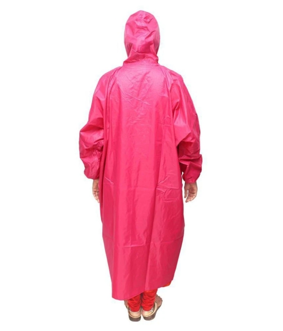 Goodluck Nylon Long Raincoat - Pink - Free Size