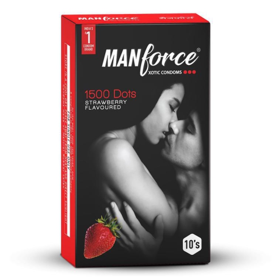 Manforce Xotic Strawberry Extra Dotted Condom (1500 dots) 10s
