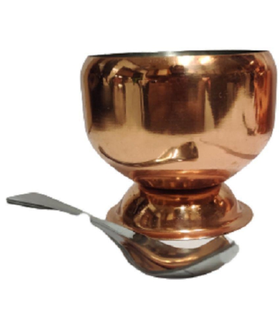 Dynore - 6 Ice cream Cup and 6 Spoon Stainless Steel Dessert Bowl 120 mL ( Set of 12 ) - Copper