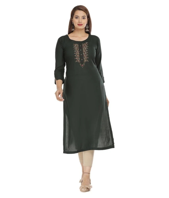 HIGHLIGHT FASHION EXPORT - Green Rayon Womens Straight Kurti ( Pack of 1 ) - XXL