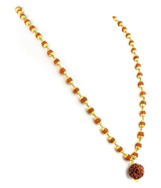 5 Mukhi Rudraksh Mala With Gold Plated Cap (Pack of 1)