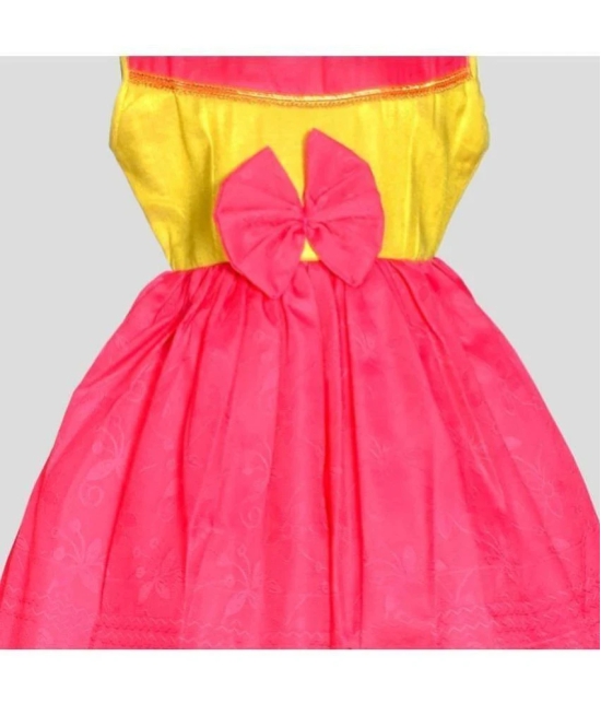 MangoPies - Pink & Yellow Silk Blend Baby Girl Dress ( Pack of 1 ) - None