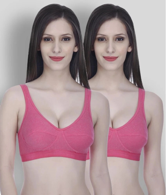 Elina - Pink Cotton Non - Padded Womens T-Shirt Bra ( Pack of 2 ) - None