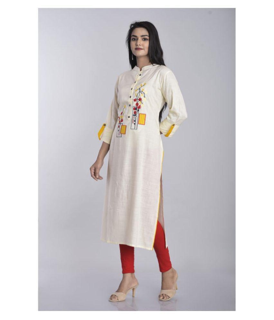 Kbz White Rayon Straight Kurti - 3XL