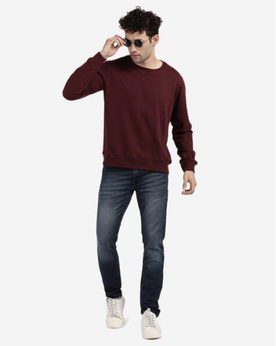 Men Full Sleeve Solid Sweatshirt