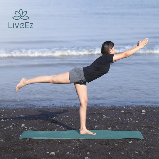 LiveEZ Anti-Skid Lightweight with perfect grip EVA Yoga Mat for Men and Women with Carry Bag (10mm,Bottle Green color)