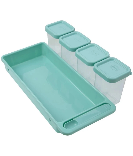 Gluman Plastic Green Spice Container ( Set of 8 ) - Green