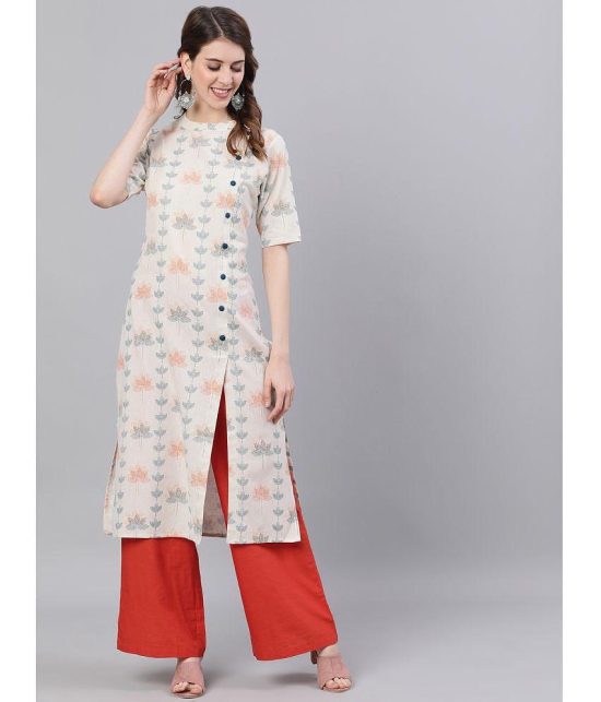 Antaran Cotton Printed Straight Womens Kurti - White ( Pack of 1 ) - None