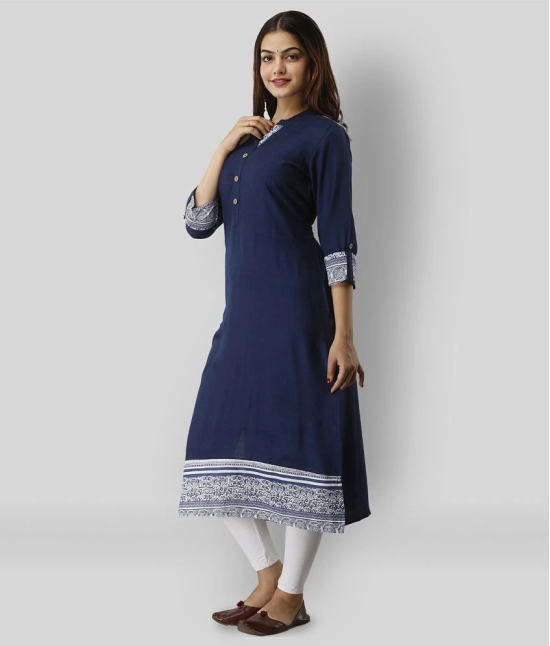 Frionkandy - Blue Rayon Womens Straight Kurti ( Pack of 1 ) - M