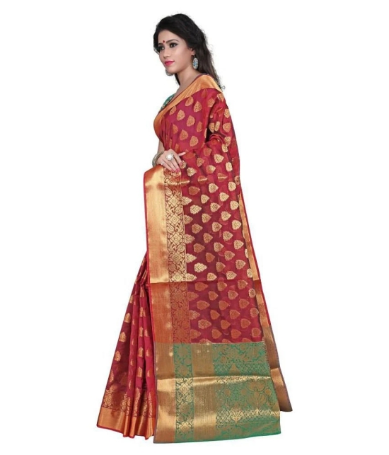 Gazal Fashions - Red Silk Saree With Blouse Piece (Pack of 1)