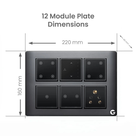 Buy L&G 12 Modular Wireless Touch Switch Board | Smart Technology & German Technology (Size: 12M- 220 x 160 x 45 mm)-White