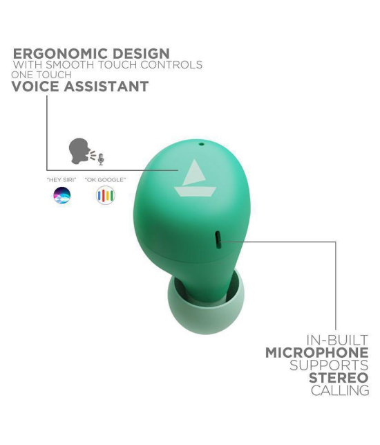 boAt Airdopes 381/383 True Wireless Earbuds with ASAP Charge, IWP Technology and Single Touch Voice Assistant (Mint Green)