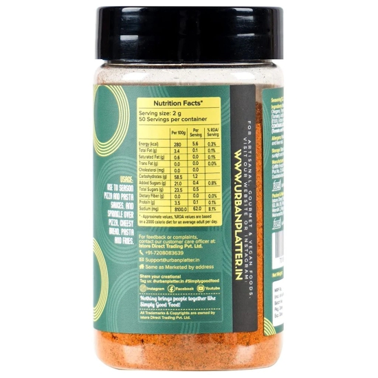 Urban Platter Jain Pizza & Pasta seasoning, 100g (No MSG, Sprinkle on Salads, Garlic breads, Savoury breads, Herb Seasoning)