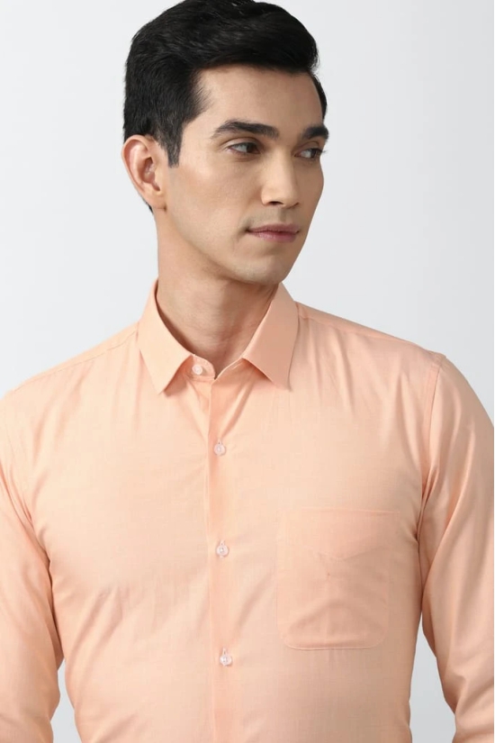 Men Peach Slim Fit Formal Full Sleeves Formal Shirt